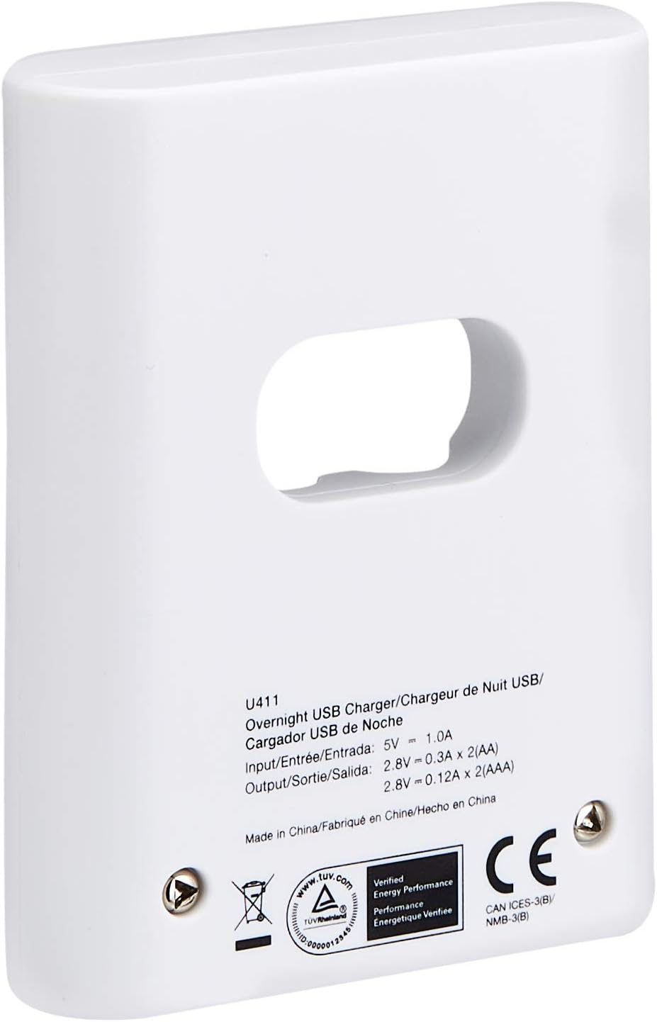 Amazon Basics Overnight USB Battery Charger for AA / AAA Nickel-Metal Hydride batteries (Ni-MH) - White