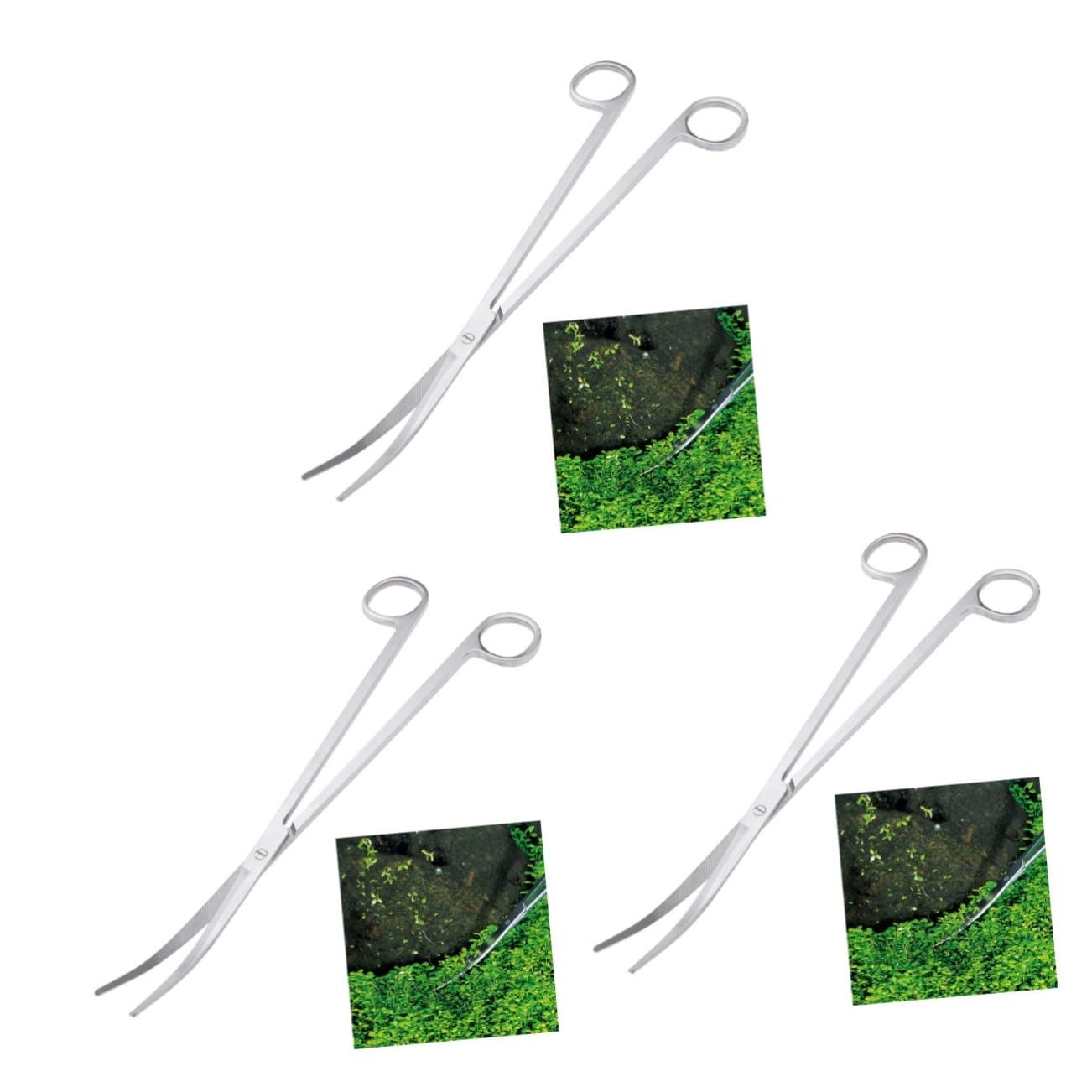 Yardwe 3 Piezas 25 Tijeras Punta Curva Tijeras para Acuario Tijeras para Cortar Plantas Tijeras para Plantas acuáticas Pinzas para Plantas acuaticas Tijeras para Plantas peceras