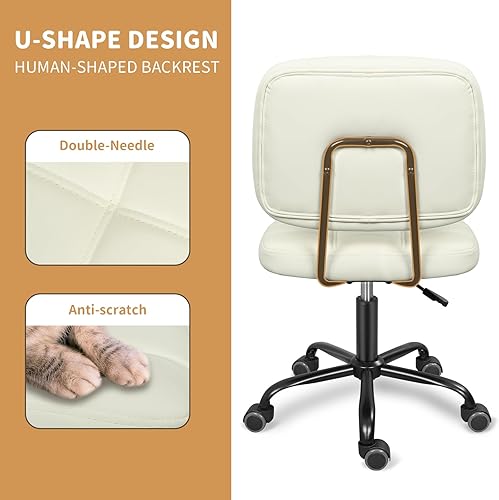 Miniatura 7 de Silla de escritorio de oficina en casa sin brazos con ruedas, moderna silla ergonómica con ruedas giratorias de 360, sillas de tareas de computadora