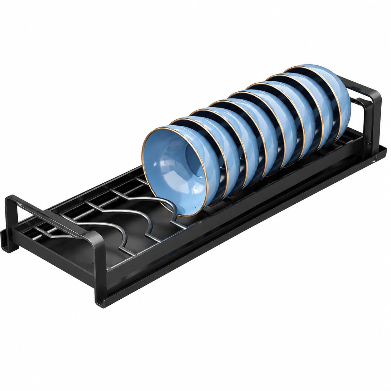 Küchen Geschirr Abtropfgestell Edelstahl Geschirrtrockner Allzweckhalter Skandinavischer Stil Pflegeleicht für Büro, Dark [Schalenständer] 47cm·Gro