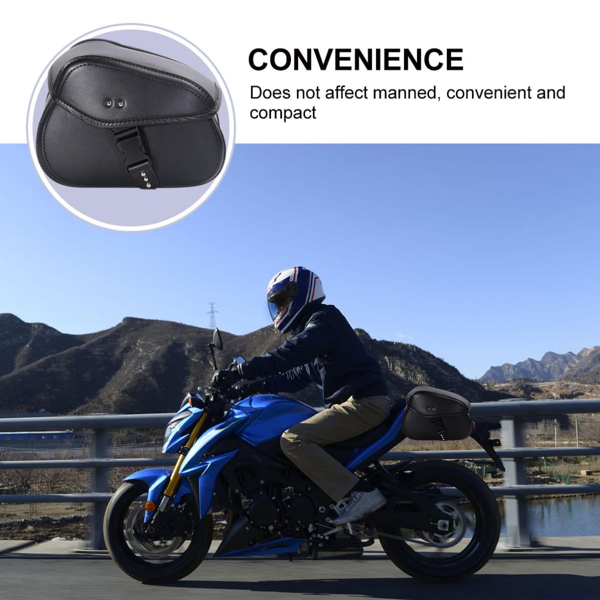 Gadpiparty Borsa da Moto in Pelle PU Nera, Grande Capacità