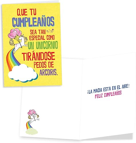 Miniatura 4 de NobleWorks Paquete surtido de 3 divertidas tarjetas de felicitación de cumpleaños españolas con sobres para mujer (3 diseños, 1 cada uno) Spanish