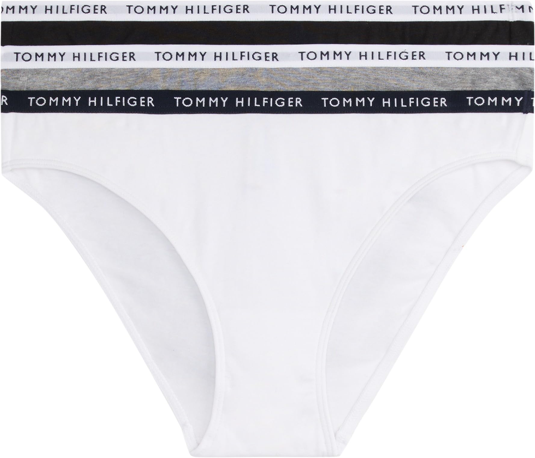 Tommy Hilfiger Women’s 3 Pack Briefs Underwear, Multicolor (Medium Grey Heather/White/Black), XL