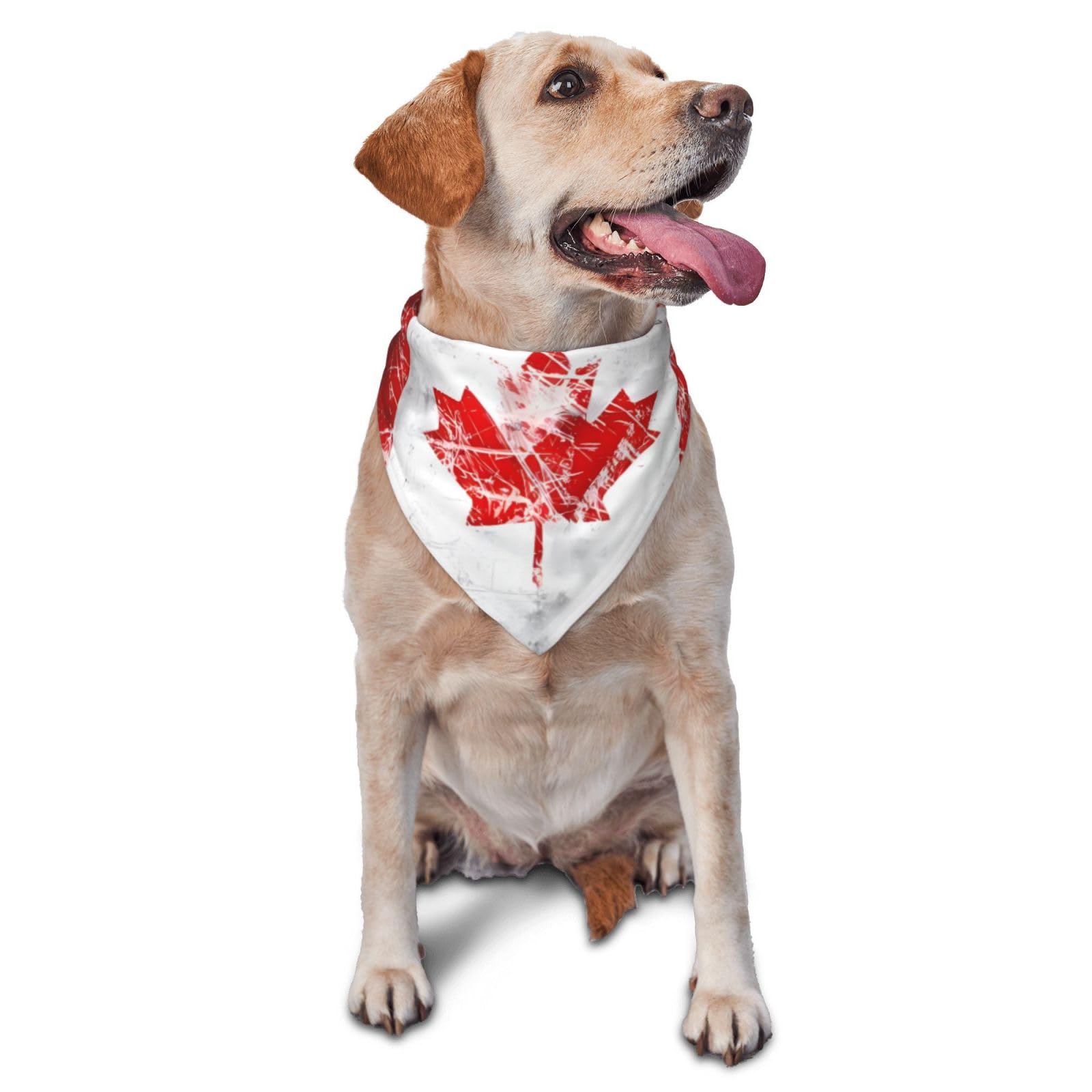 Dog Bandanas, Retro Canada Flag Full Print Pet Scarf, Adjustable Breathable Bandana for Small Medium Large Dogs, Independence Day Costume Accessory
