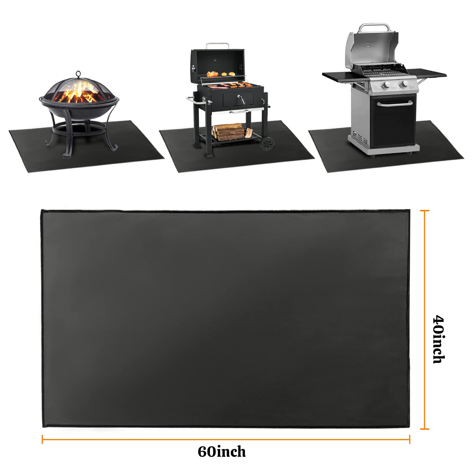 Grillunterlage 152x102 Cm - Feuerfeste, Wasserdichte Matte Für Terrasse & Balkon