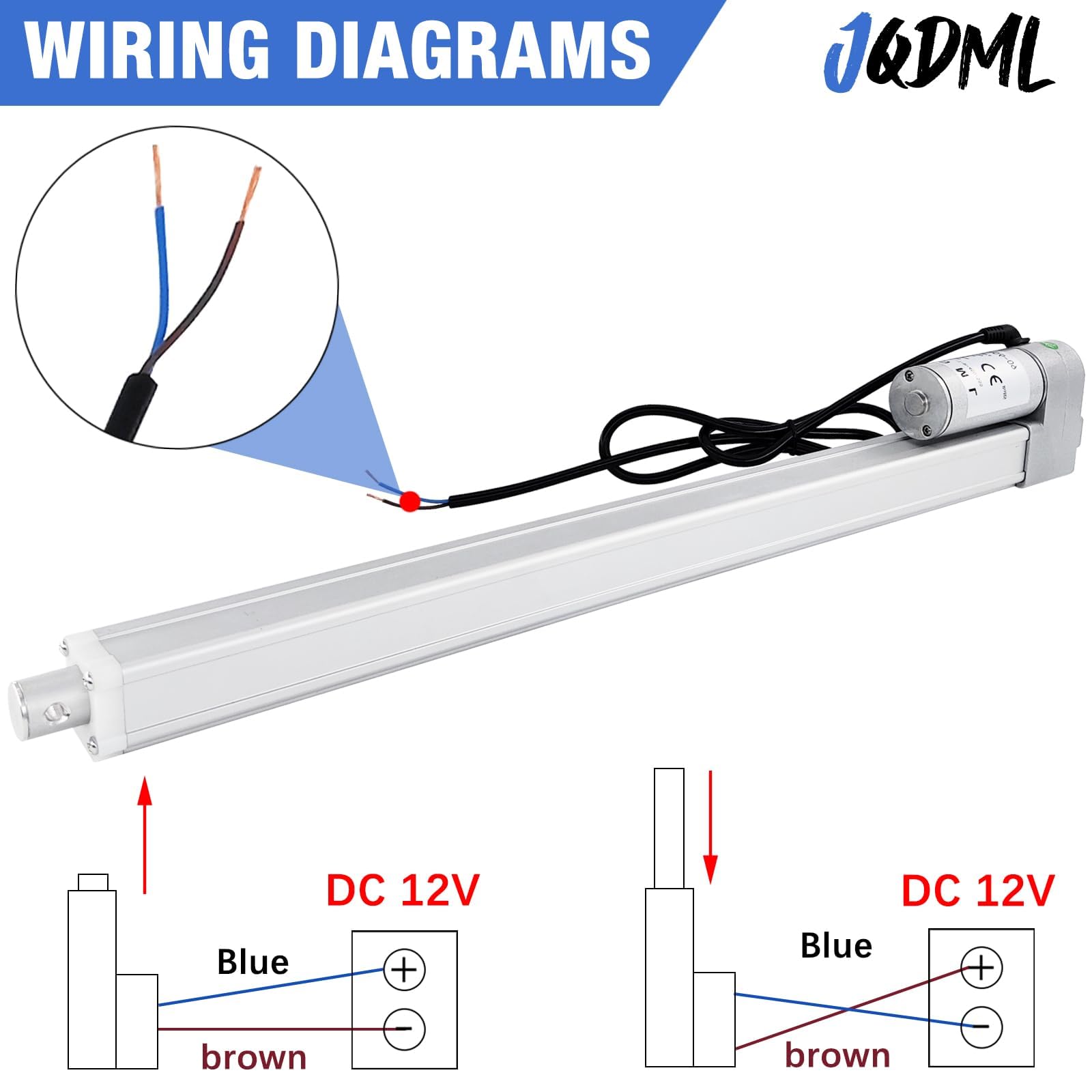 JQDML 12V High Speed Linear Actuator 66 lbs - 4 Inch Stroke IP54 Waterproof — Amazon image 7