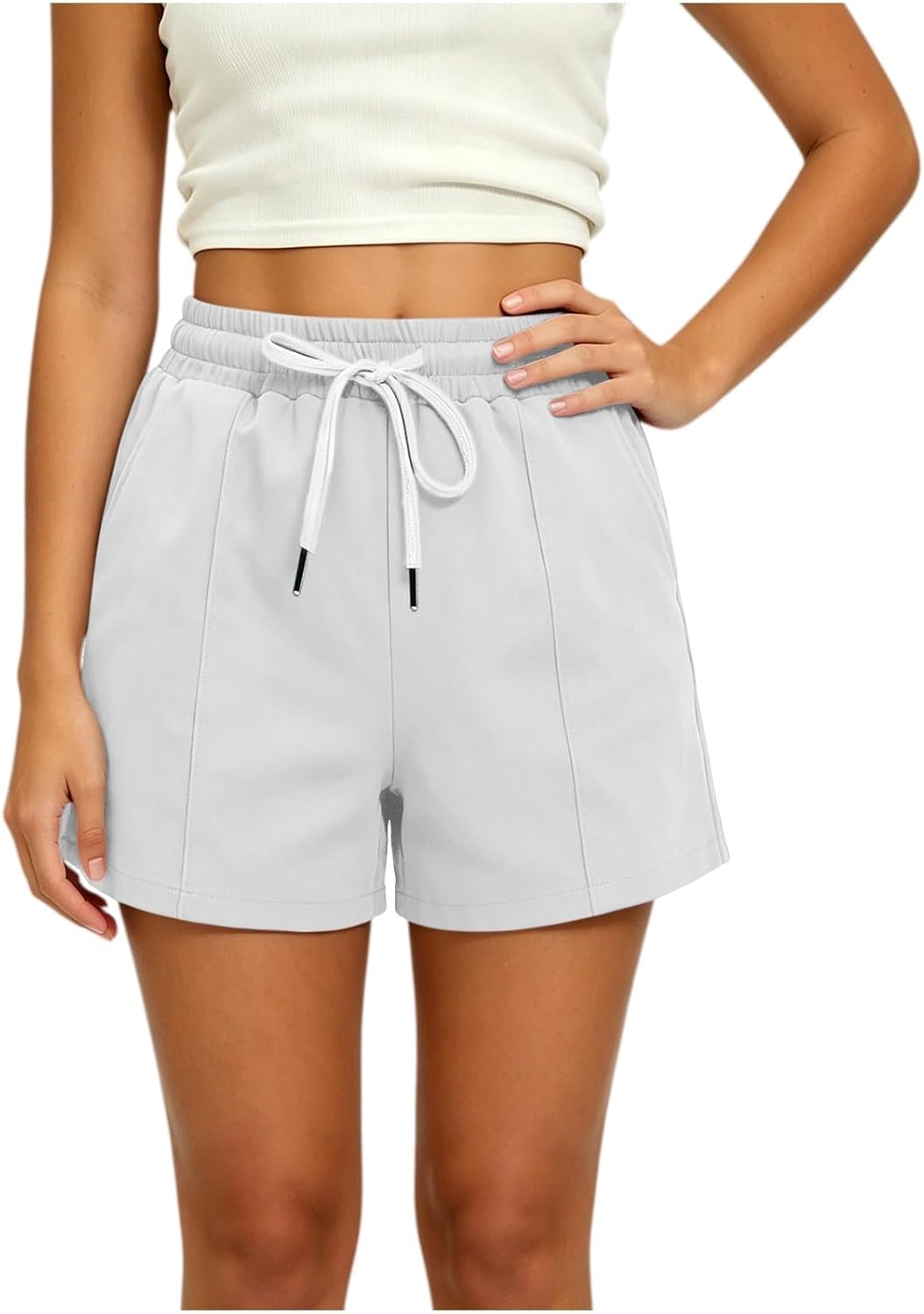 Womens Casual Sweat Shorts Wide Leg Summer Lounge Shorts Drawstring Loose Athletic Workout Shorts with Pockets