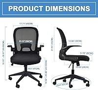 Vista 2 de IPKIG Foldable Office Chair - Home Office Desk Chairs with Wheels and Flip-Up Arms - Ergonomic Backrest Mesh Computer Chair Adjustable Swivel