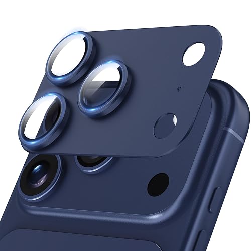 Jeluse Compatible with iPhone 17 Pro Max Camera Lens Protector, Metal Aluminum Alloy Ultra Clear Tempered Glass Camera Screen Protector