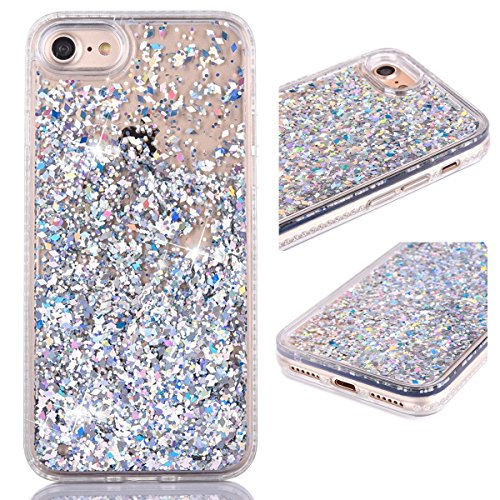 iPhone 6 6S Case, Shinymore Full Protection Soft Bumper Case 3D Creative Sparkle Dynamic Liquid Flowing Floating Glitter Bling Diamond Moving Quicksand Case for iPhone 6 & 6S (Silver Diamonds)