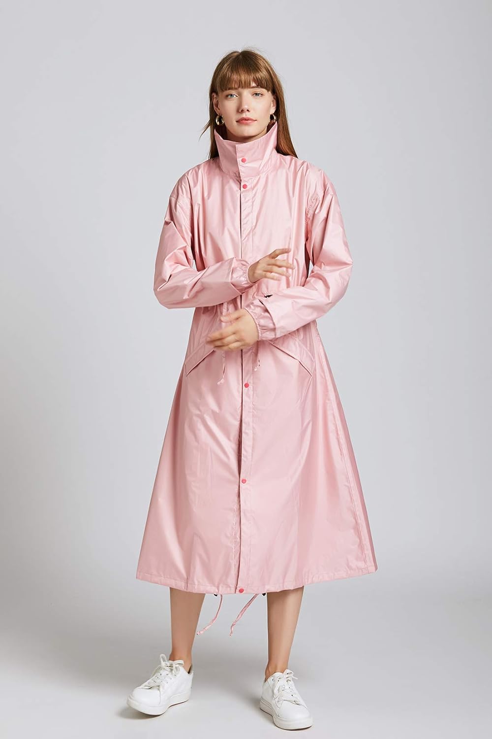 Freesmily Women's Stylish Long Raincoat with Hood and Multi Color Pattern