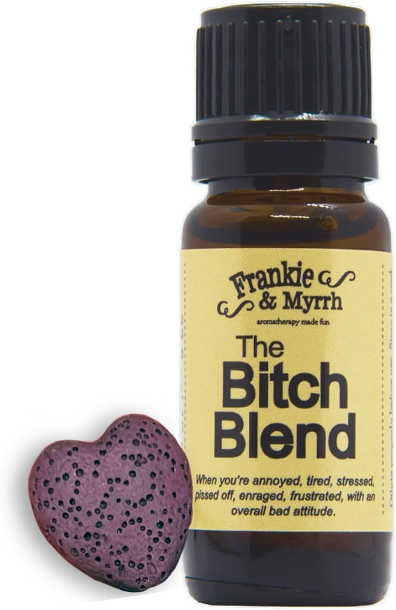 Frankie & Myrrh The Bitch Blend w/Portable Lava Stone Diffuser | Essential Oil Blend for Mood, Irritability - All Natural Aromatherapy - Clary Sage, Geranium, Lavender, Bergamot