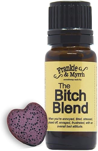 Miniatura 1 de Frankie & Myrrh The Bitch Blend con difusor de piedra de lava portátil | Mezcla de aceites esenciales para el estado de ánimo, irritabilidad,