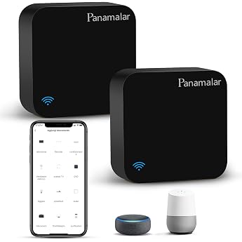 Panamalar Smart IR Remote Control for IR & RF Devices WiFi Universal Control Hub Compatible with Alexa/Timer Smart Home Automation for TV/Lamp/Air Conditioning/Curtains/Fan Black-S06-2PCS