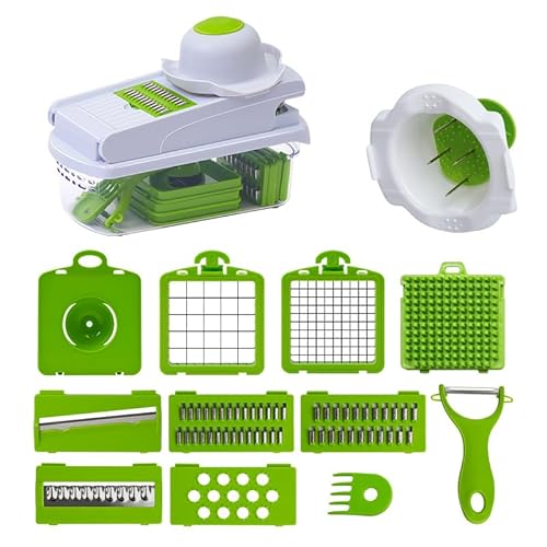 Vegetable Chopper, Salad Chopper with 8 Blades, Mandoline Vegetable Slicer Multifunctional, Food Chopper for Cutting Carrot, Garlic, Onion and Potato (Style 1)