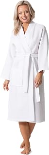 Turkish Linen Waffle Knit Women's Kimono Bath Robe - Lightweight Quick Dry Spa Robe Soft Breathable