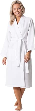 Turkish Linen Waffle Knit Lightweight Kimono Spa & Bath Robes for Women