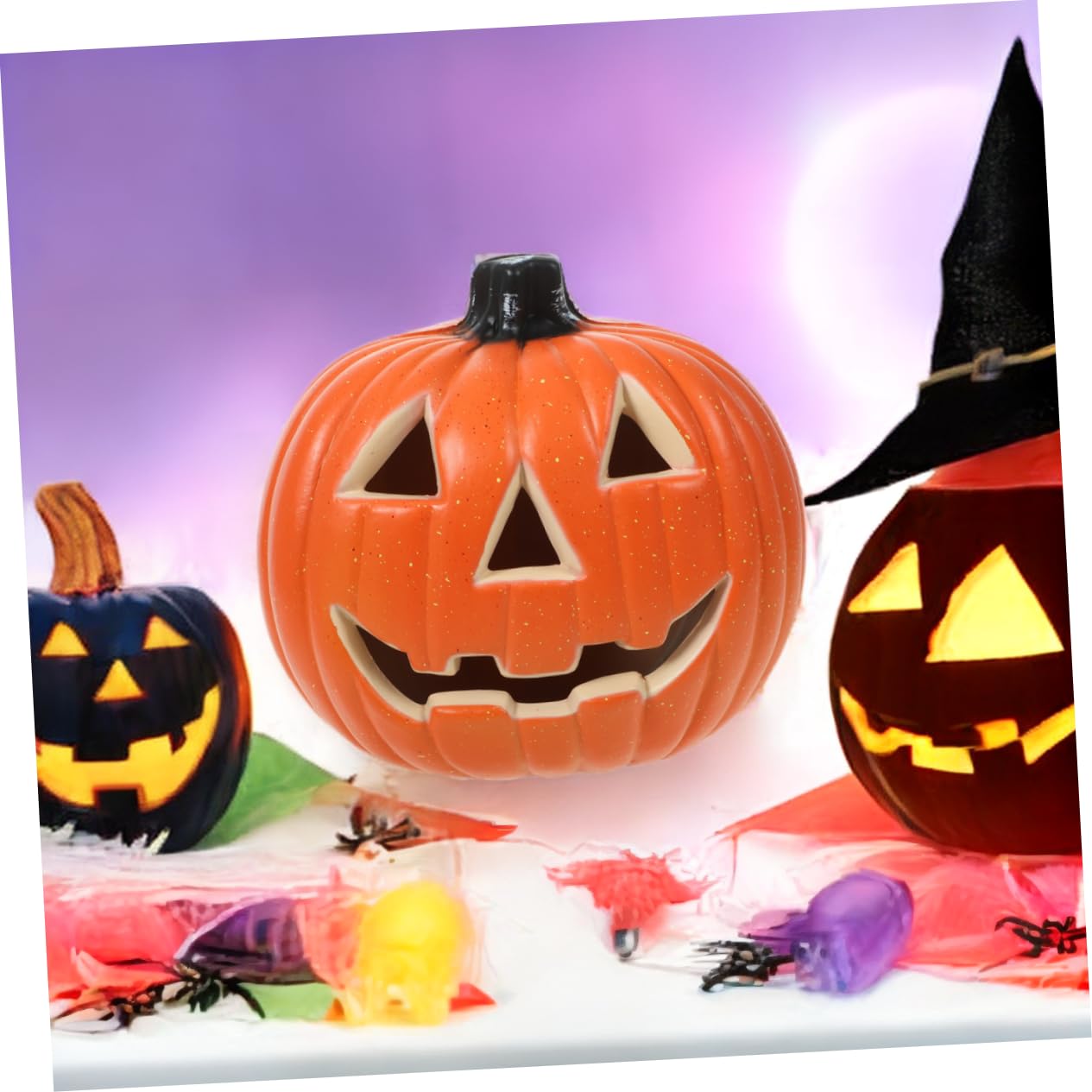 Kichvoe Cartoon Pumpkin Table Lamp LED Pumpkin Light for Halloween Decor Indoor Outdoor Party Decoration Creative Design for Festive Atmosphere Battery Not Included