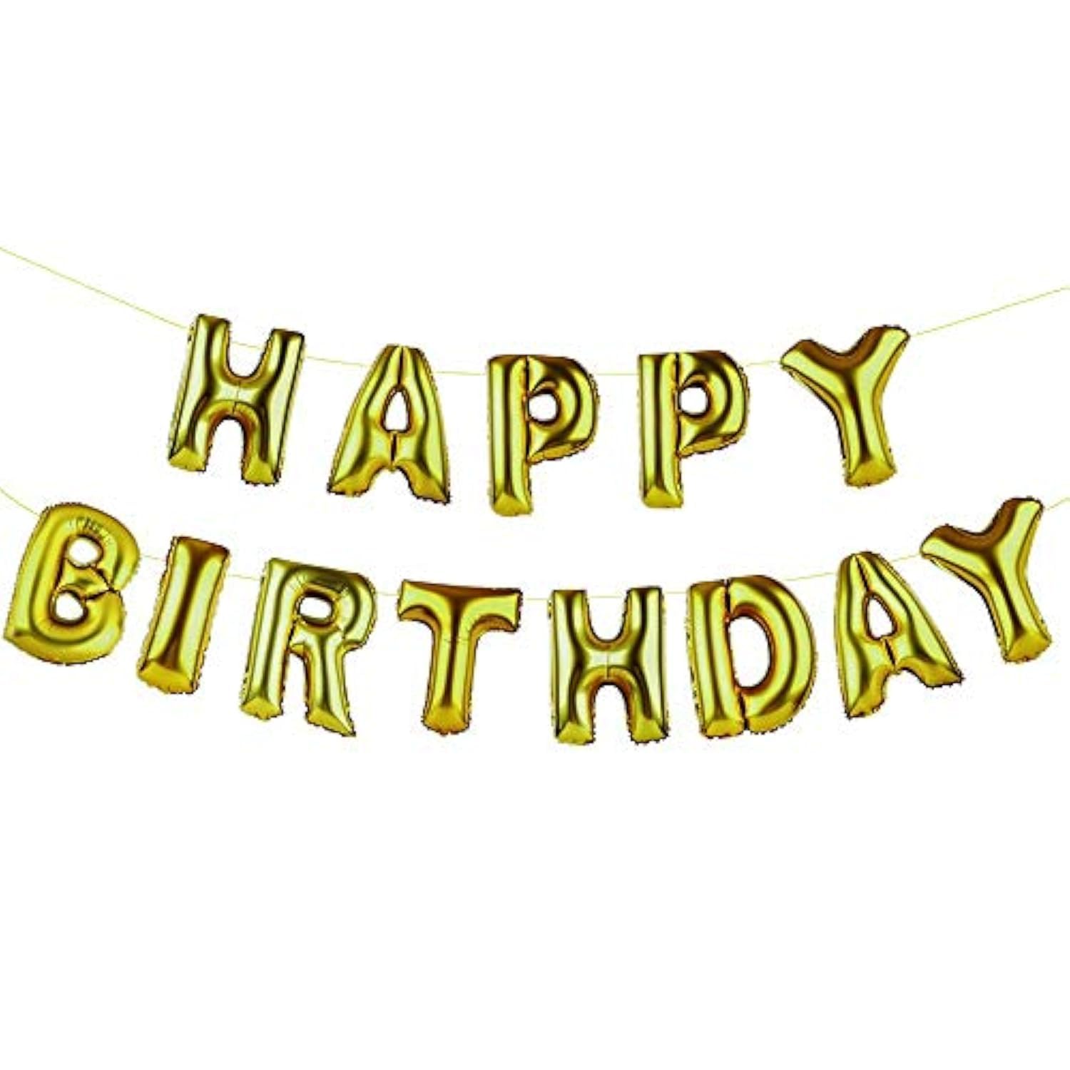 Party Time Happy Birthday Golden Balloon Banner Bunting