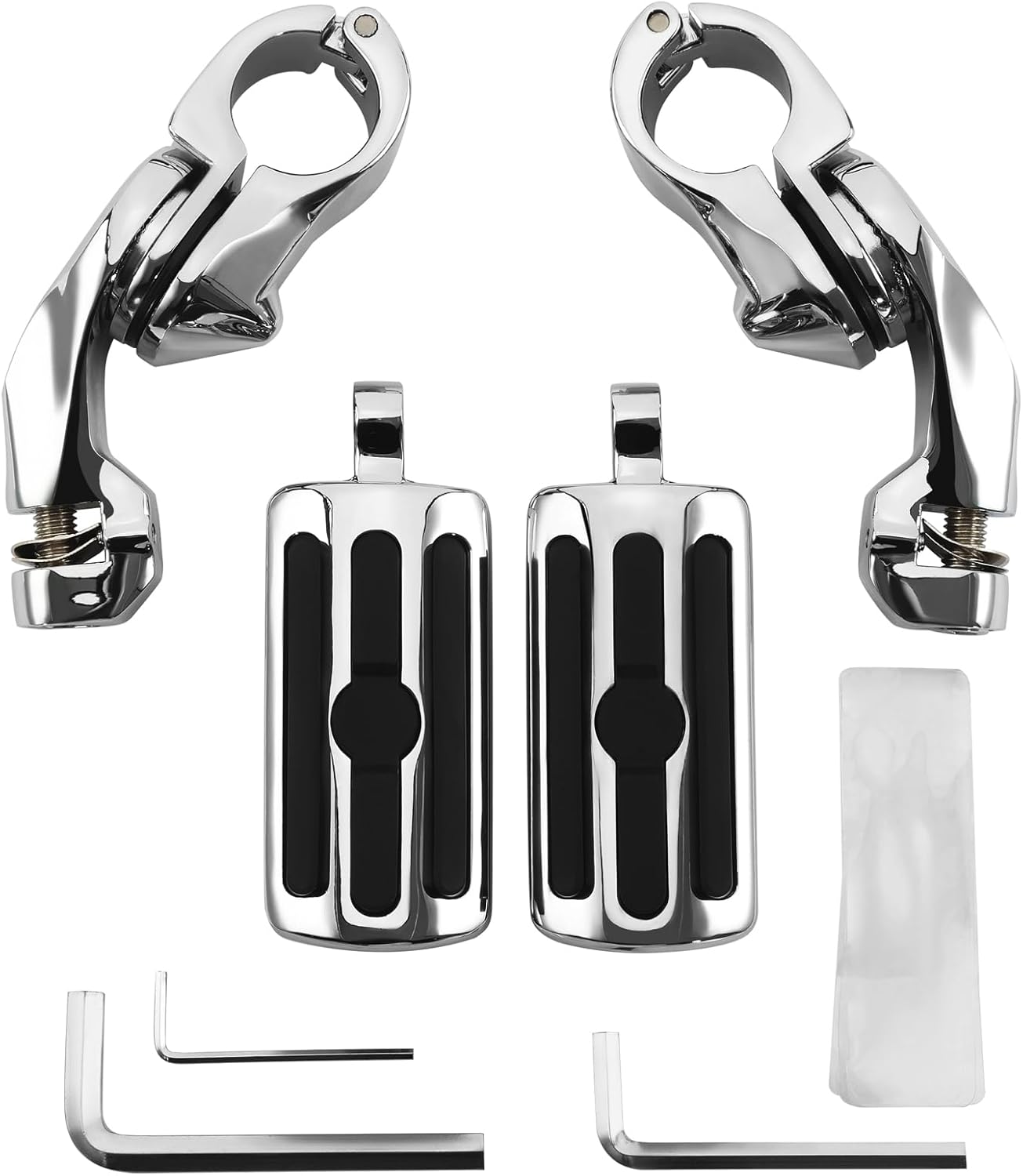 XFMT 1.25" Highway Pegs Motorcycle Adjustable Short Angled Highway Footpegs For Harley Touring Road King Street Glide Electra Glide Softail Sportster with 1 1/4" Engine Guard, Chrome