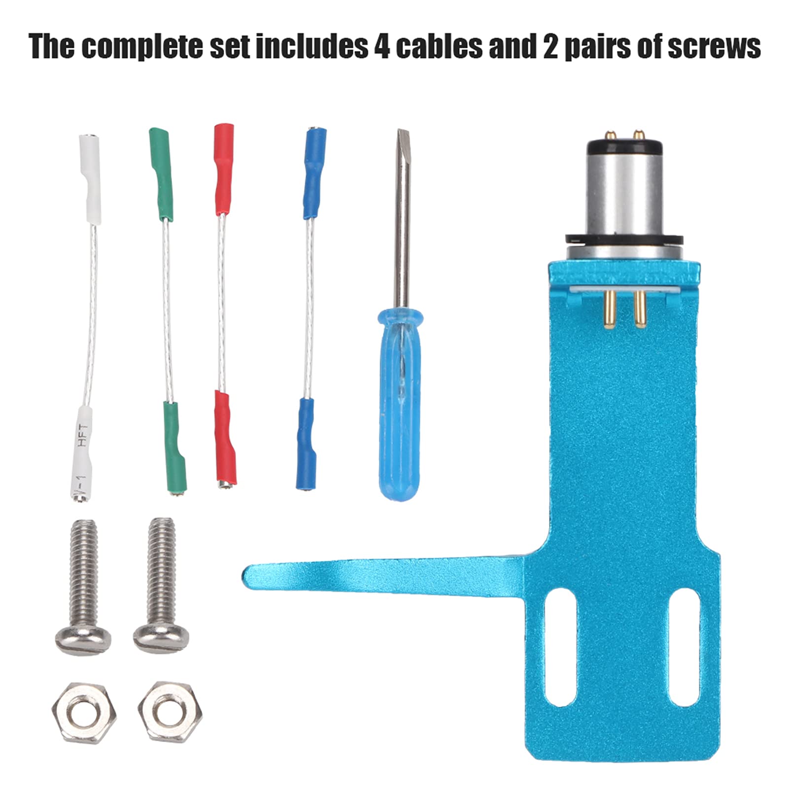 Phono Headshell, Giradischi Giradischi Lettore Fonografo con Cavo di Collegamento, Cartuccia Fono di Fascia Alta Kit Giradischi (blu)