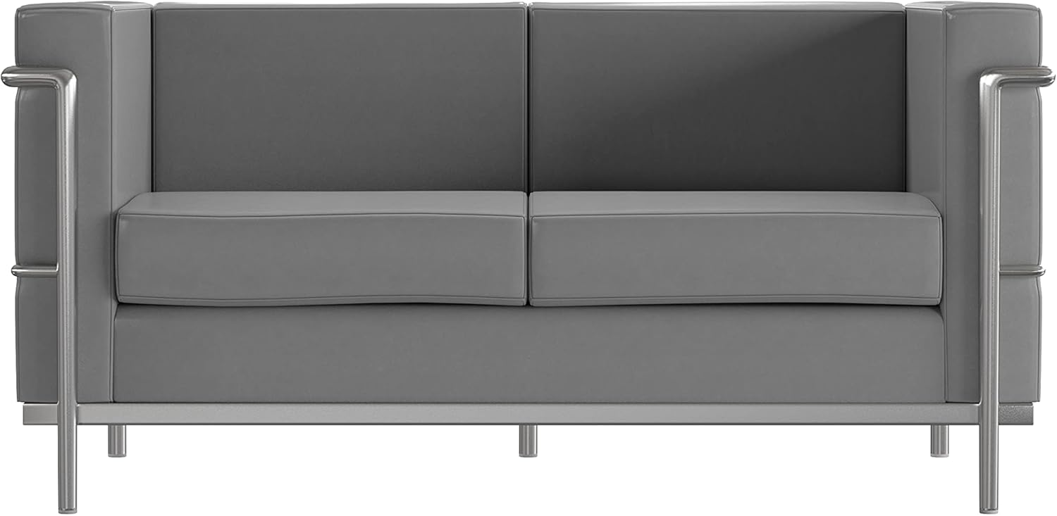 Flash Furniture HERCULES Regal Series Contemporary White LeatherSoft Loveseat with Encasing Frame