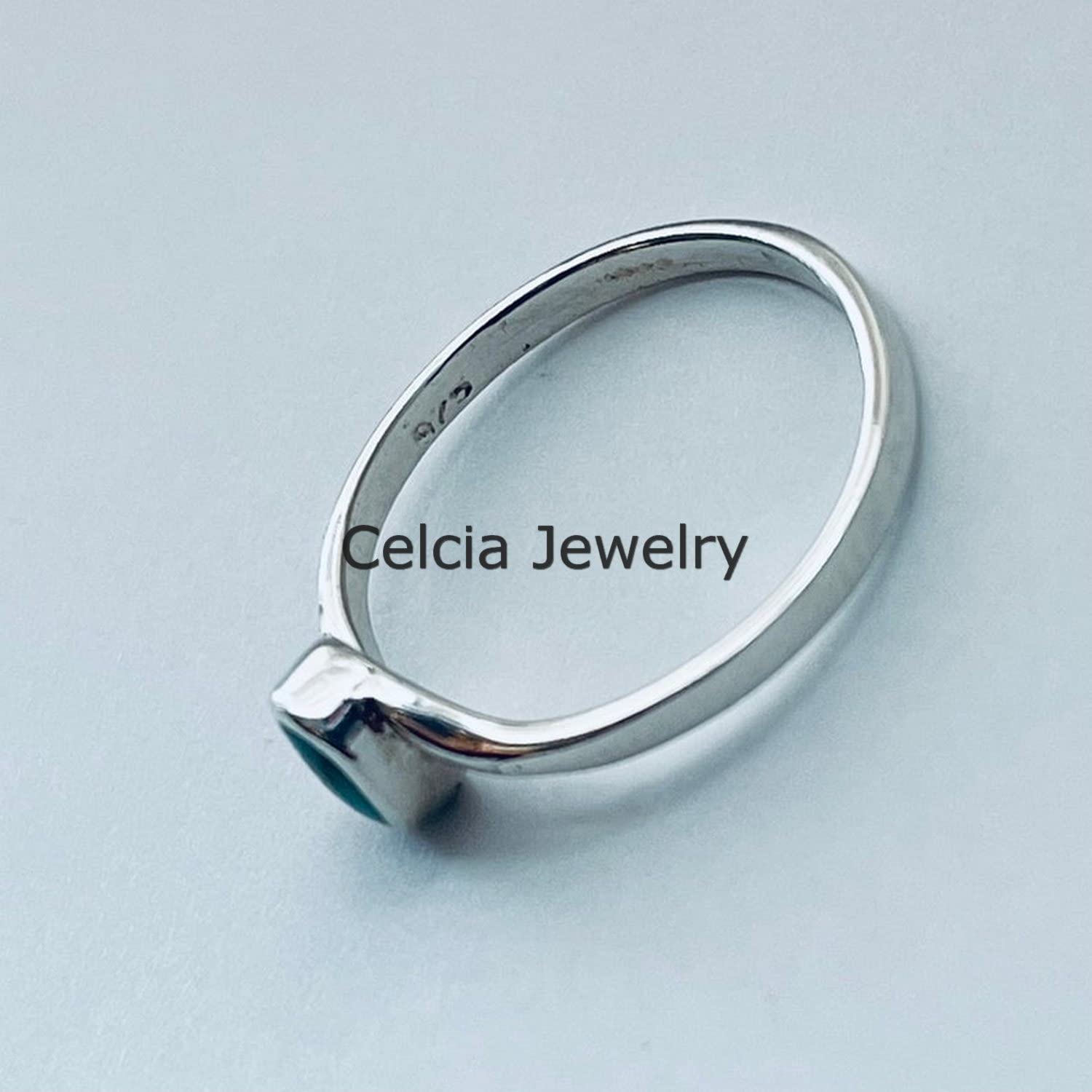 Vero argento sterling 925 piccolo anello turchese genuino moderno ovale, anello solitario, anello Boho, anello minimalista, anello di pietra natale di dicembre, regali per la festa della mamma