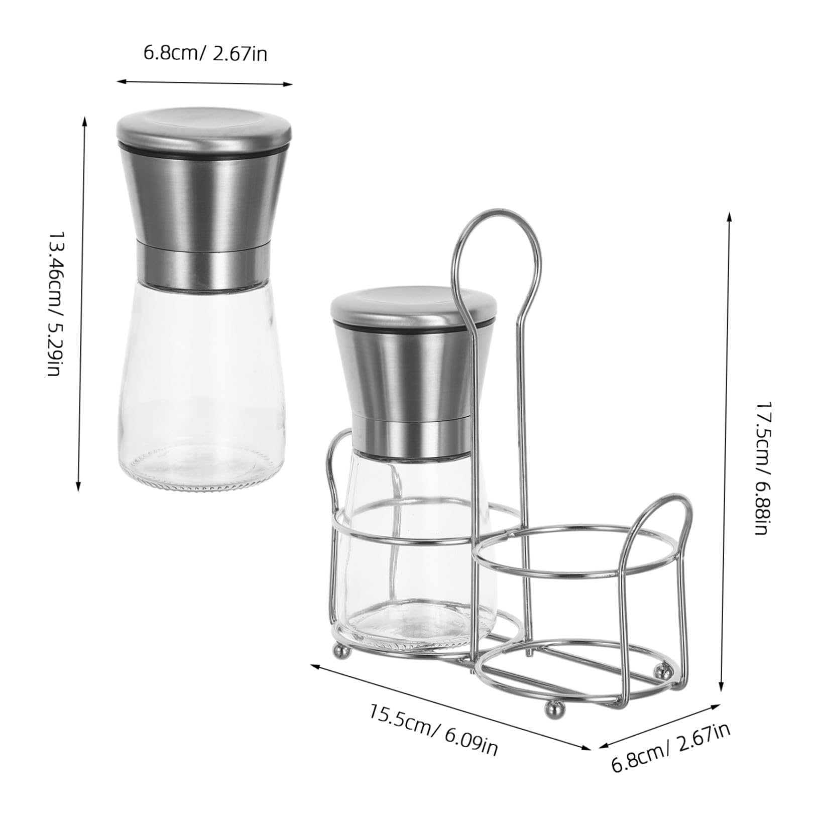 Zerodeko Manuelle Pfeffer Salzmühle Set Edelstahl Gewürzmühle mit Verstellbarem Mahlgrad Kompakter Tragbarer Gewürzgrinder für Salz Pfeffer Gewürze Nachfüllbar für Küche und Outdoor
