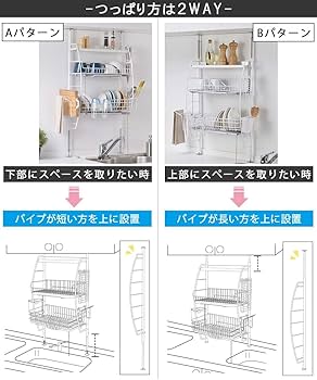 Amazon｜bwsSELECTION 燕三条 シンク上 突っ張り 水切りラック 約W45.5