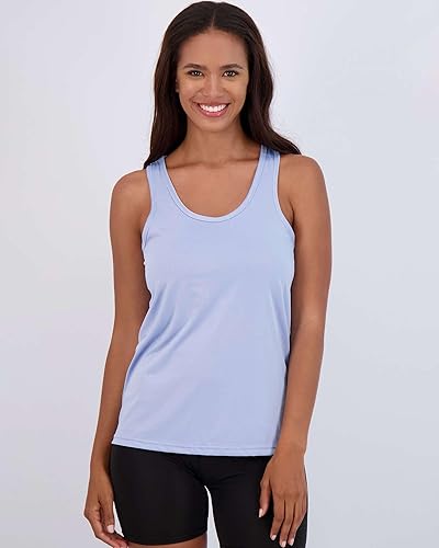 Miniatura 4 de Real Essentials Paquete de 5 Camiseta sin Mangas con Espalda Nadadora para Mujer Dry-Fit de Rendimiento Atlético para Yoga