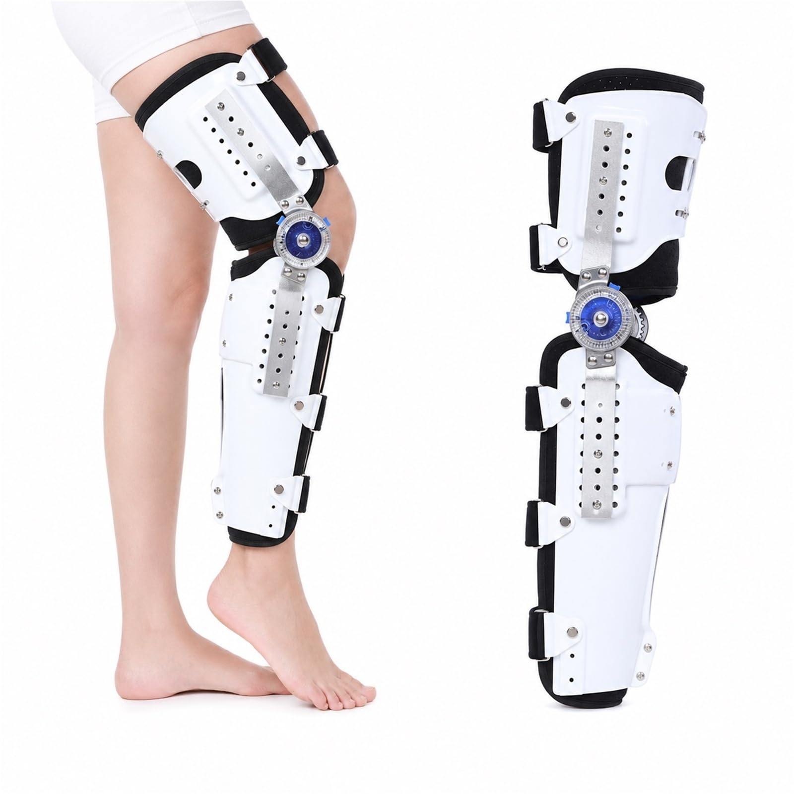 Rodillera Inmovilizadora Postoperatoria Estabilizador de Rodilla Ajustable con Barras Laterales de Bloqueo para Rehabilitación y Recuperación de Lesiones Médicas