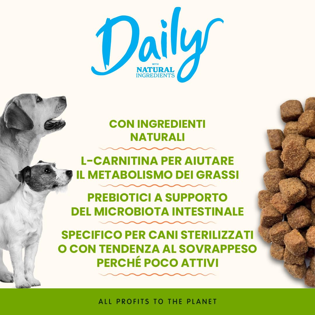 Almo Nature Daily - Crocchette per Cani Sterilizzati - Ideale per il Controllo del Peso - Gusto Maiale e Riso - Sacco da 12 kg