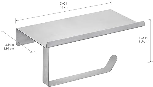 Miniatura 6 de Moderno papel higiénico de montaje en pared con soporte para rollo de teléfono celular con estante en níquel cepillado, soporte de rollo de baño de