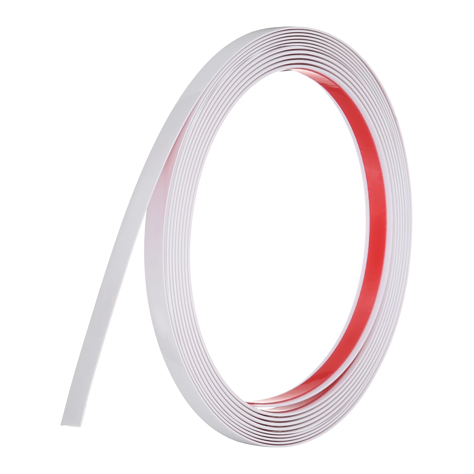 sourcing map White Peel and Stick Molding Trim, 0.4 Inch x 9.8 ft Self-Adhesive Mirror Tape, Flexible PVC Border Strip for Wall Decoration Tile Edge Ceiling Floor Frame Furniture Decoration
