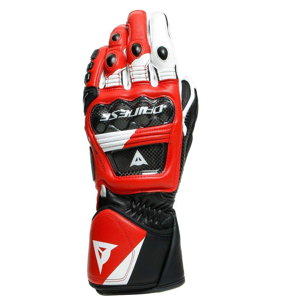 DAINESE DRUID 3 BLACK WHITE LAVA RED MOTORCYCLE GLOVES 2XL