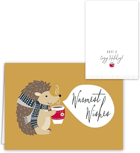 Miniatura 5 de Canopy Street Tarjetas navideñas de animales del bosque, 36 tarjetas con sobres blancos, 6 diseños de animales del bosque de invierno, versos de
