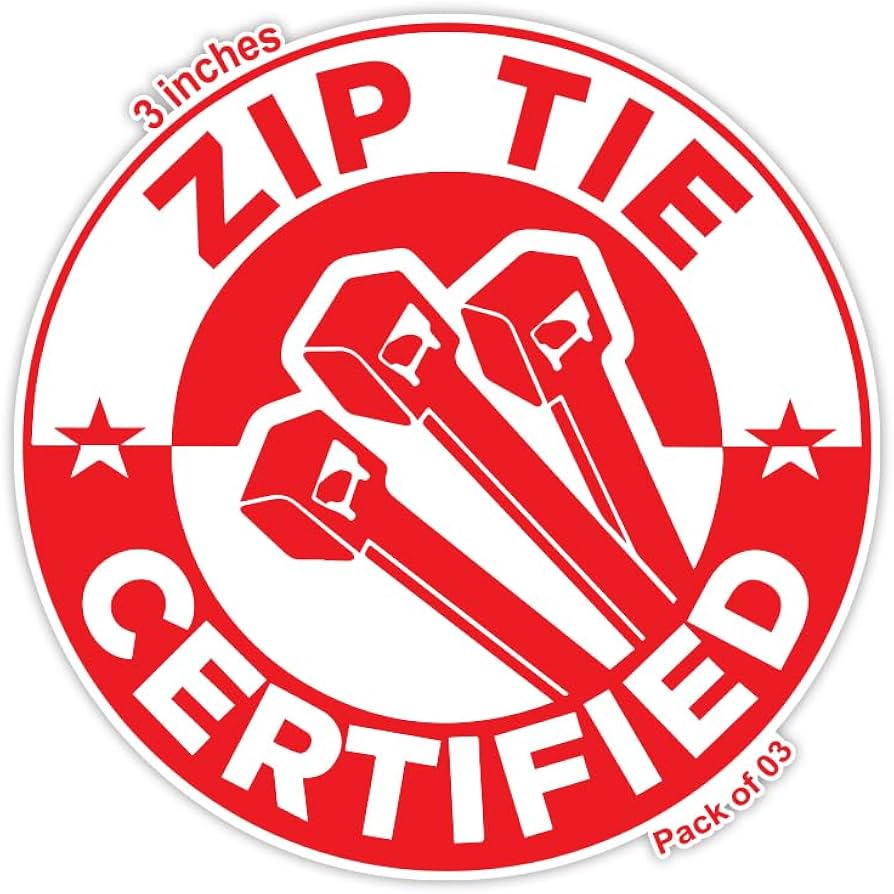 2x) Zip Tie Technician Sticker Die Cut Decal Self Adhesive Vinyl