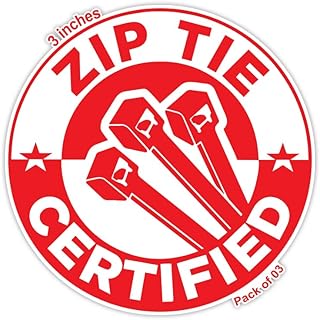 Zip Tie Certified Funny Stickers - Technician Decal (3, 3x3 Inch)