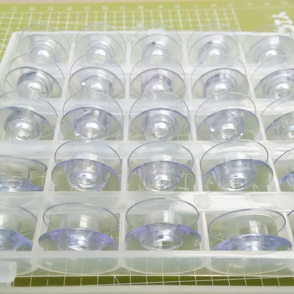 YICBOR Clear Concave Bobbins 4120975-45 for Viking 1, 1+, 1200, 1250, 620, 1100 Sewing Machine (25pcs/Box)