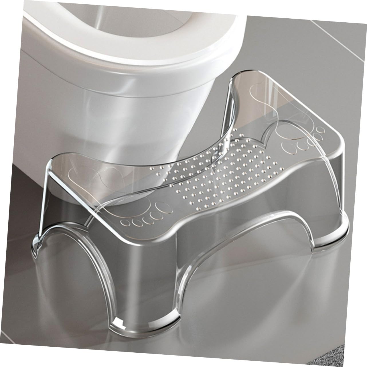 Sgabello per Wc Trasparente Antiscivolo Multifunzione Sgabello Bagno Elevato per Indipendenza e Allenamento Vasino Pedana per Toilette per Uso Quotidiano