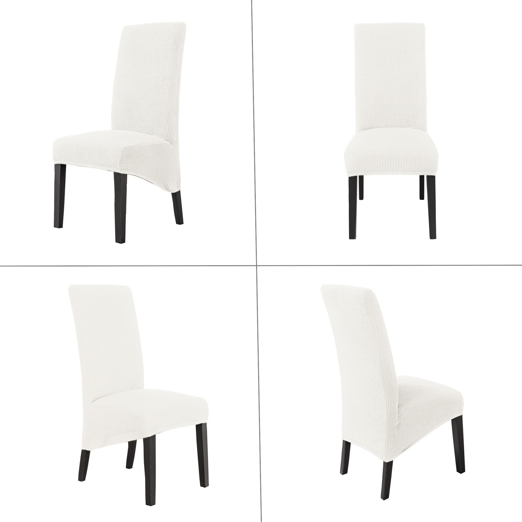 EBETA 6er Funda elástica para Silla, XL Fundas para sillas Fundas sillas Comedor Fundas Cubiertas para sillas,bielástico Extraíble Funda (Blanco Leche)