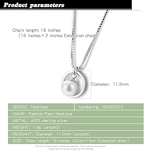 ネックレス・ペンダント +ENGBROX+ silver925 classical pearl necklace 4mm6mm EBNL2405 Amazon.com: 925 Sterling Silver Necklace Women's Elegant 11