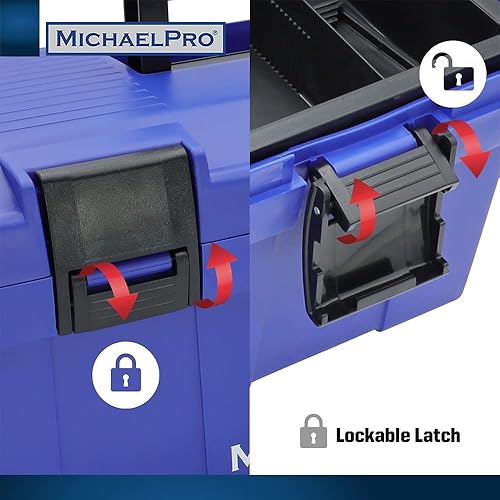 Miniatura 4 de MichaelPro MP014035 Caja de herramientas de 17 pulgadas | Bandeja interior extraíble | Estuche de transporte para tornillos, pernos, tuercas,