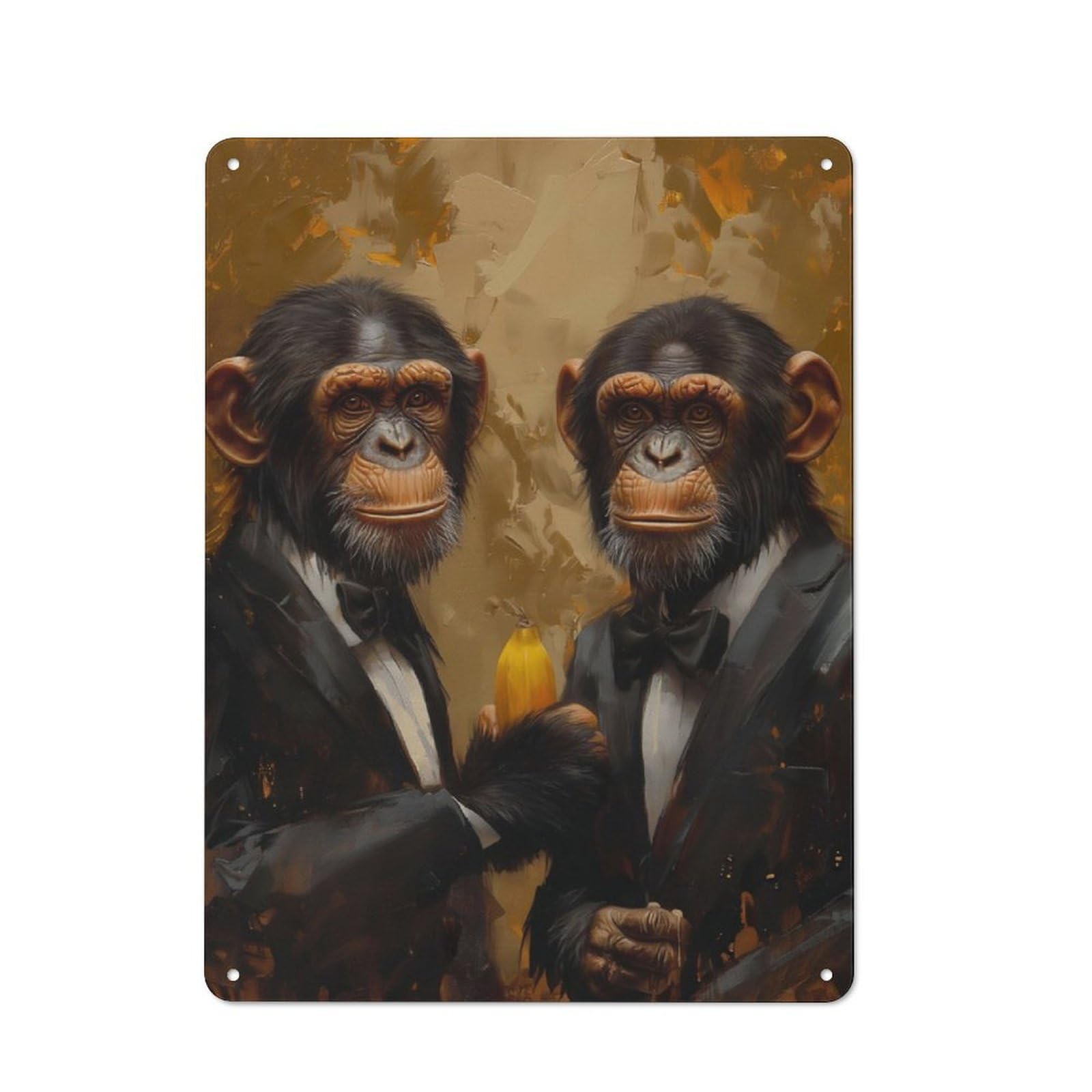 Monkeys with Banana Retro Tin Sign 40x30cm for Guest Room Or Hallway, for Kitchen, Dining Room And Home Bar Wall Decor