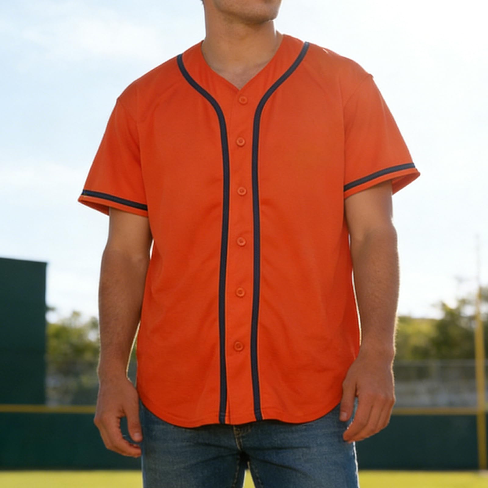 Camiseta de béisbol en blanco, camiseta casual de manga corta con botones — view 9