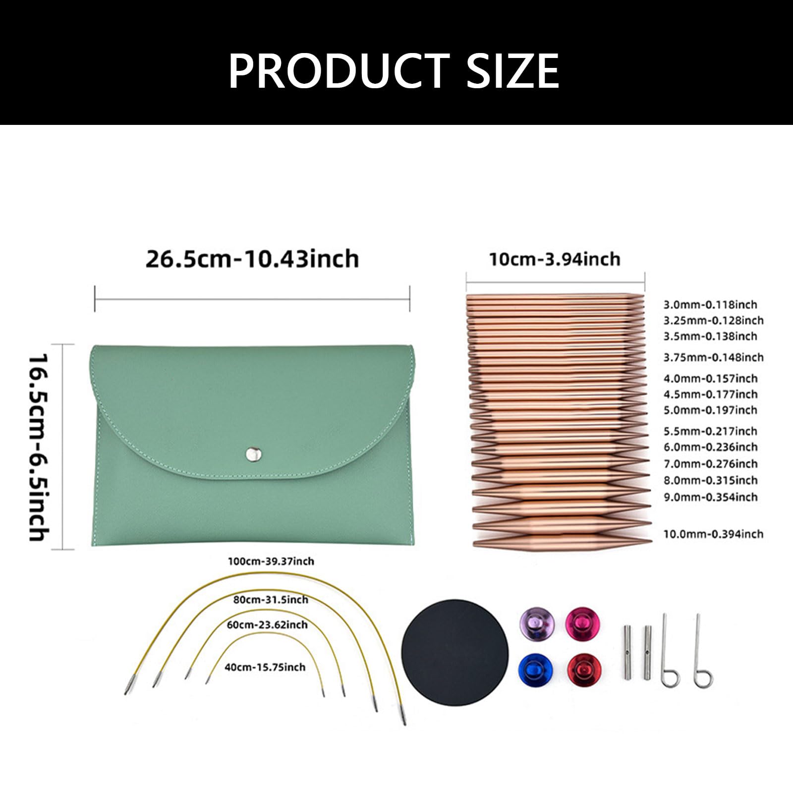 13 Paar austauschbare Rundstricknadeln 3, 0 mm–10 mm Stricken von Pullovern und Socken Aluminium Nadelset mit bequemem