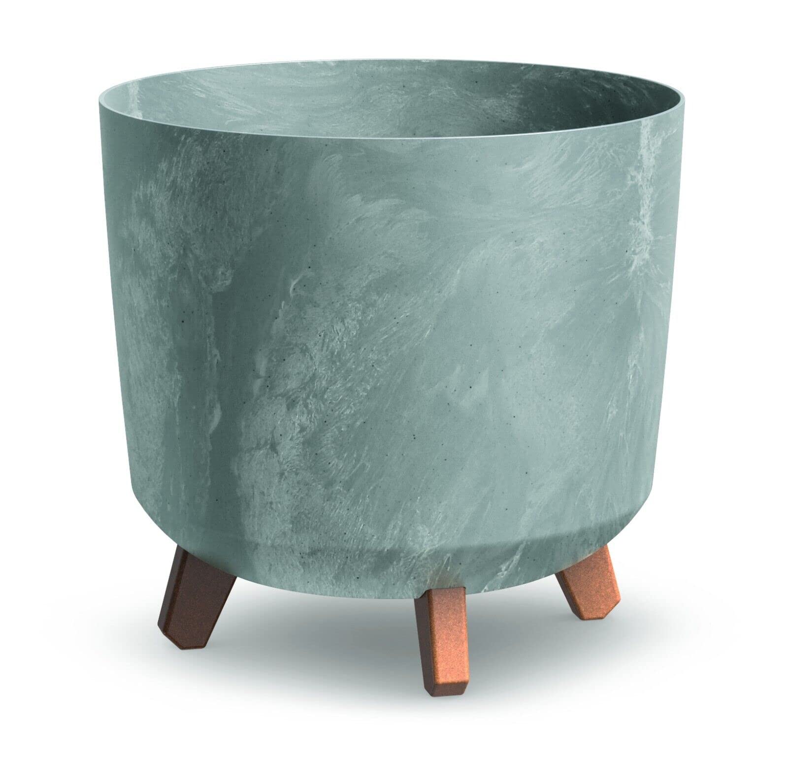 Urbn Garden Concrete Large Round Look Plastic Planter Flower Pot Indoor Outdoor With Legs (Concrete)