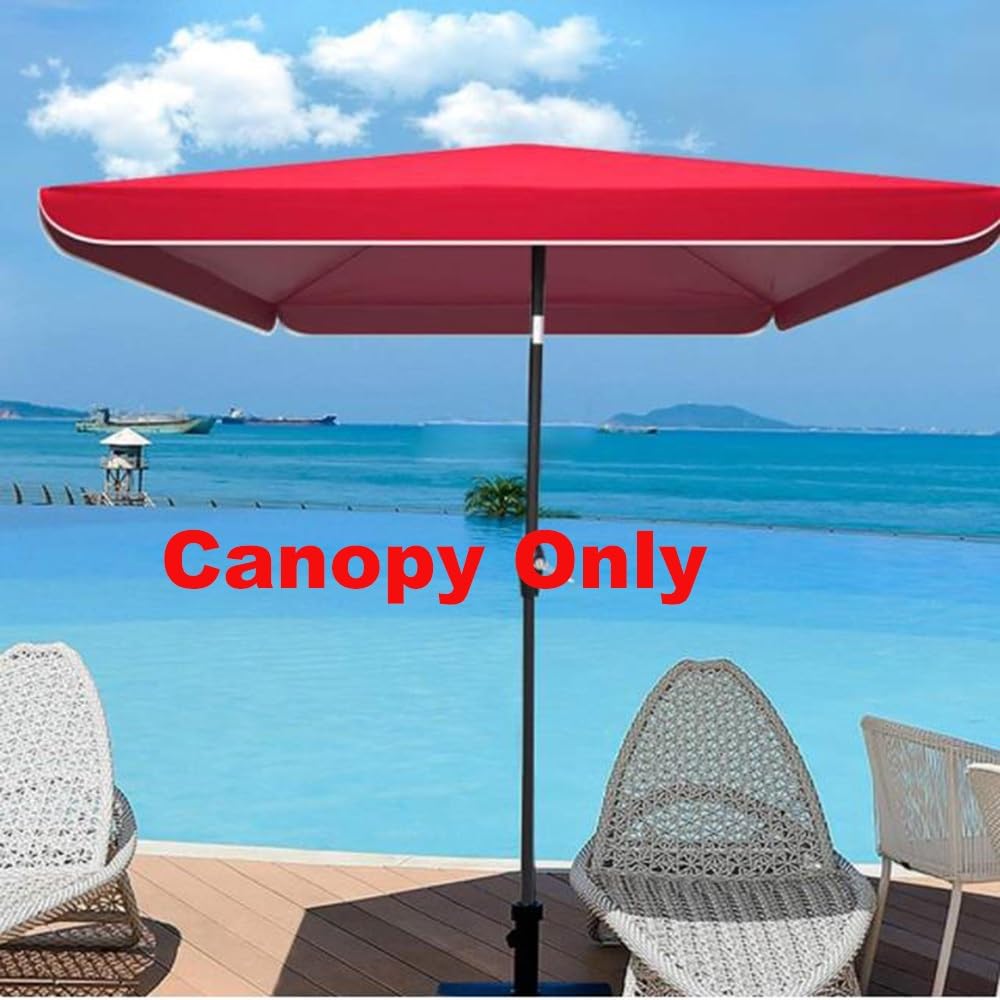 TAJMDGW Rectangle Patio Umbrella Replacement Canopy, 4 Ribs Anti-UV Market Table Umbrella Top Cover, Waterproof Outdoor Square Parasol Replacement Cloth(Red,2mx2m(6.5'x6.5')) : Patio, Lawn & Garden