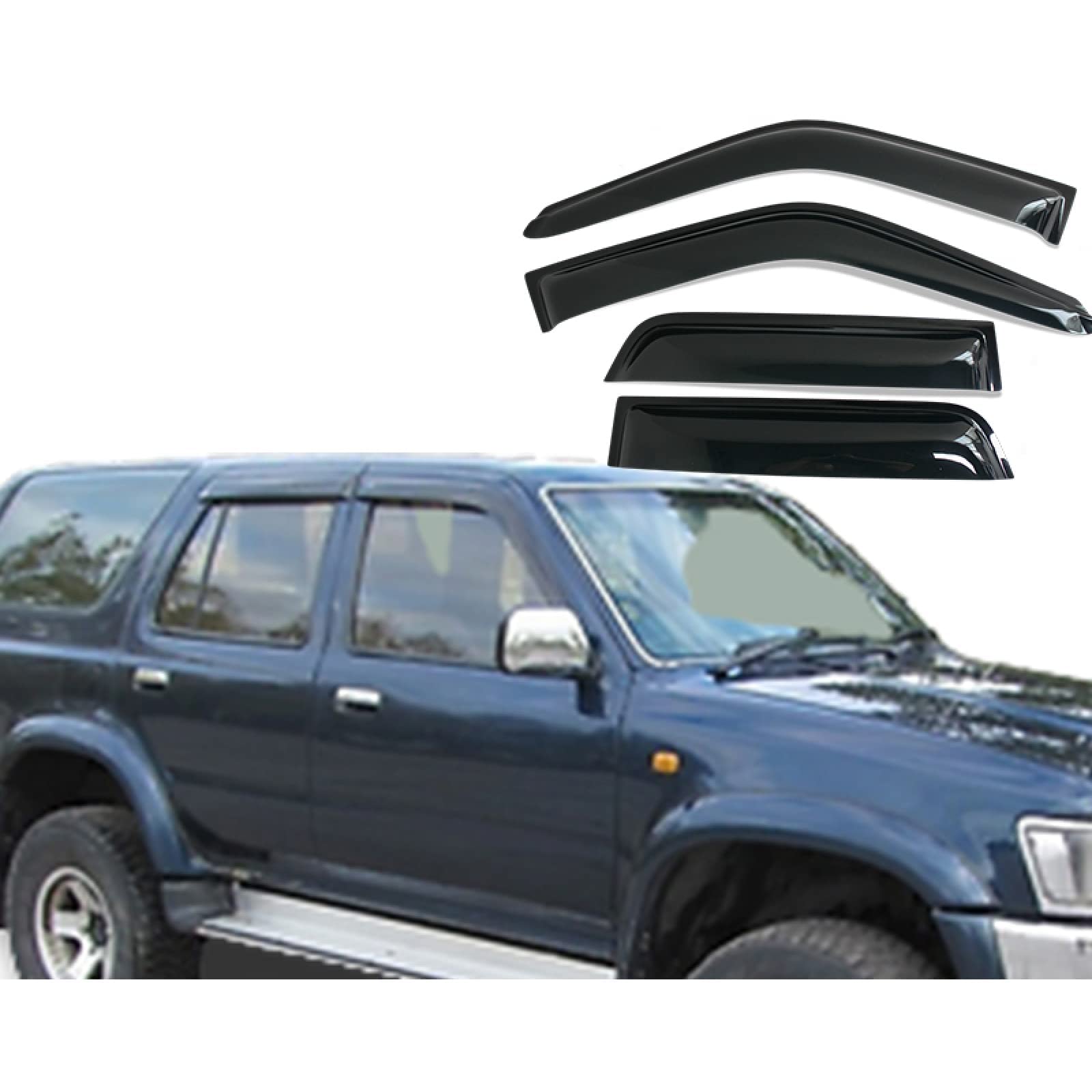 Ampaco 4 Pcs Car Window Wind Deflectors Visor For Toyota Hilux Surf 1990-1995, Car Wind Deflectors Window Visor Car Rain Shield Deflectors Awning Cover Vent Guard