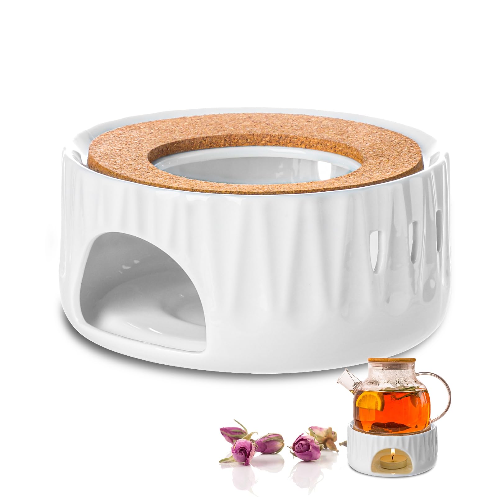 ecooe Ceramiczny podgrzewacz do herbaty, porcelanowy, pusty design